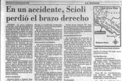 La noticia del accidente de Daniel Scioli en La Nación