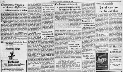 La noticia del duelo llegó a los medios locales. Ejemplar de la página del diario LA NACION, 4 de noviembre de 1968.