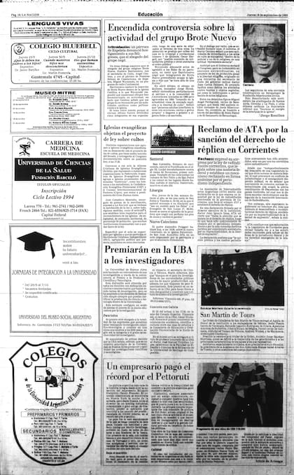 La noticia del primer récord, publicada por LA NACION en 1993