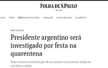 La noticia en Folha de Sao Paulo