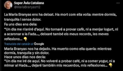 La noticia la dio a conocer la familia de la mujer en su cuenta de X