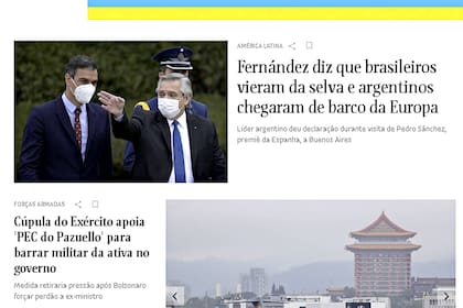La noticia sobre los dichos de Alberto Fernández en el sitio de Folha de Sao Paulo