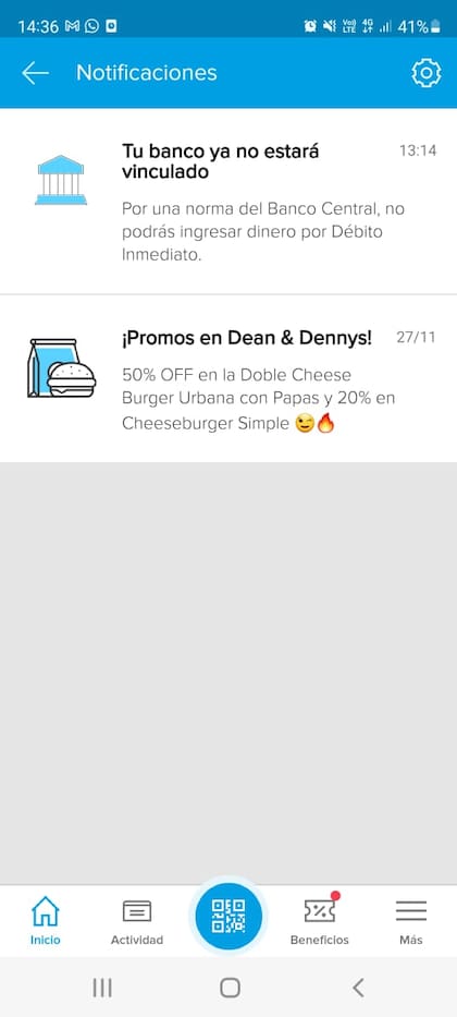 La notificación de MercadoPago