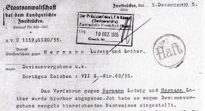 La notificación del arresto de Lothar Hermann