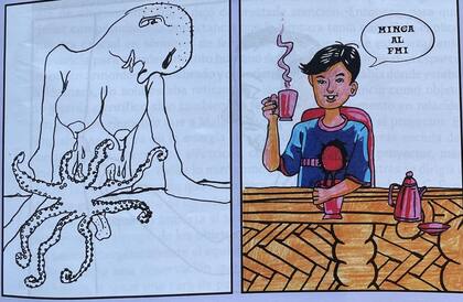 La novela gráfica Sed de éxito, que integra el envío, incluye críticas al FMI