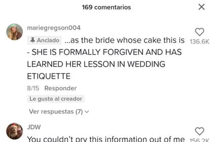 La novia del casamiento dijo que la situación ya está aclarada y que fue perdonada