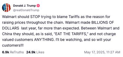 La nueva advertencia de Donald Trump a Walmart