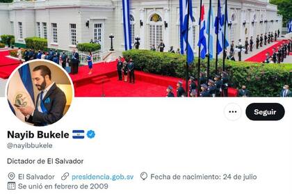 La nueva biografía de Twitter del presidente de El Salvador, Nayib Bukele