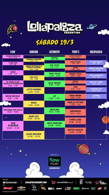 La nueva grilla de artistas del sábado 19 en el Lollapalooza