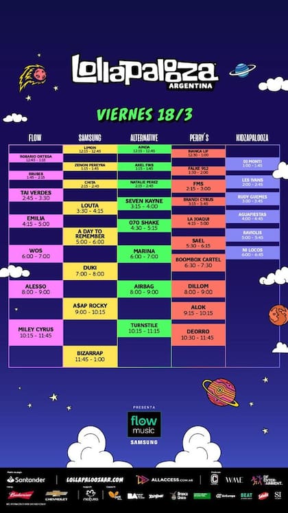 La nueva grilla de artistas del viernes 18 en el Lollapalooza