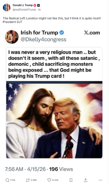 La nueva imagen que publicó Trump con Jesús