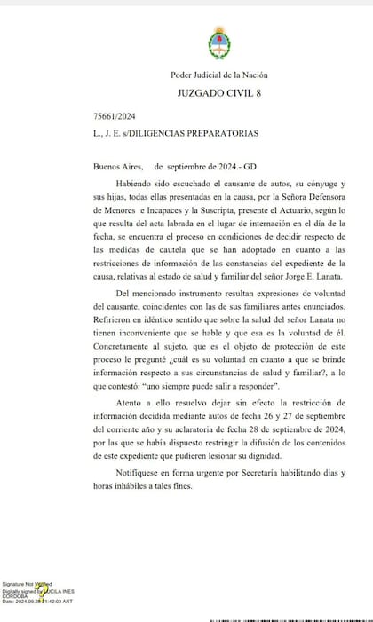 La nueva resolución de la jueza.