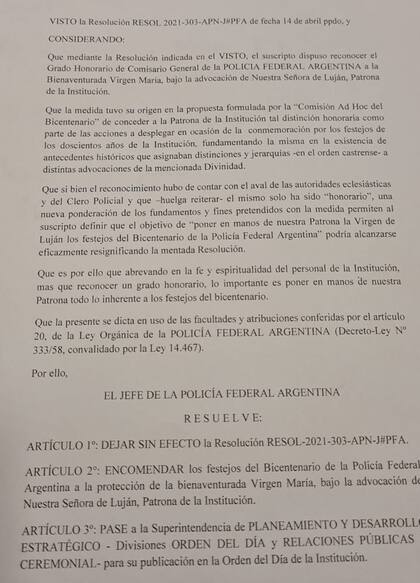 La nueva resolución deja sin efecto el documento anterior