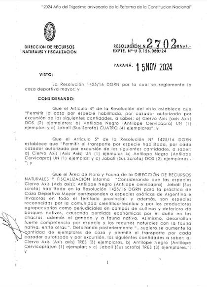 La nueva resolución que amplía la caza deportiva en Entre Ríos