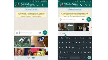 La nueva versión de Whatsapp permite agregar GIFs animados y buscarlos por palabra clave