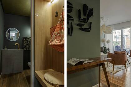 La obra de arte en relieve (Carla Gimbatti) sobre la consola patinada en cobre de Quintana Casa llamó poderosamente la atención de los visitantes.