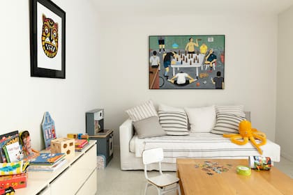 La obra del Gordo Pelota que Selvood y Stroomer eligieron para su playroom.