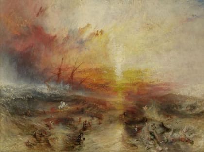 La obra fue originalmente titulada "Esclavistas arrojando por la borda a los muertos y moribundos: el tifón se acerca"