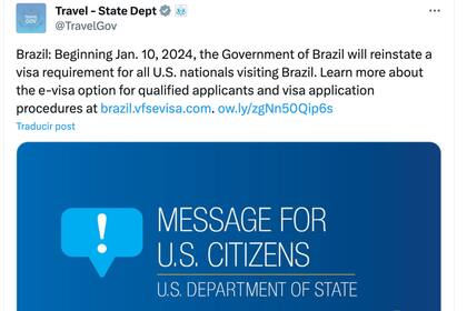 La Oficina de Asuntos Consulares del Departamento de Estado de EE.UU. alertó de la medida