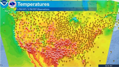 La ola de calor golpea a casi todo el territorio nacional en Estados Unidos (Crédito: Twitter/@NWS)