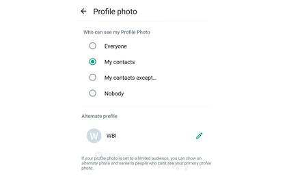 La opción de crear un perfil alternativo para desconocidos que aparece en una versión en desarrollo de WhatsApp