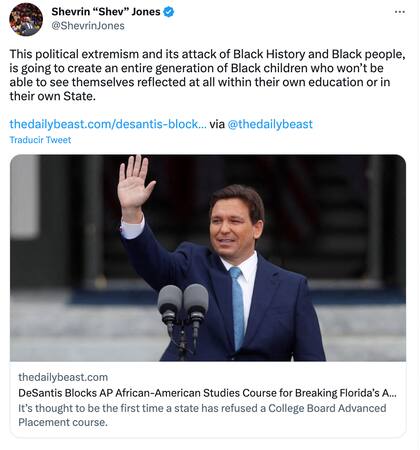 La opinión de Shevrin Jones a la propuesta de Ron DeSantis