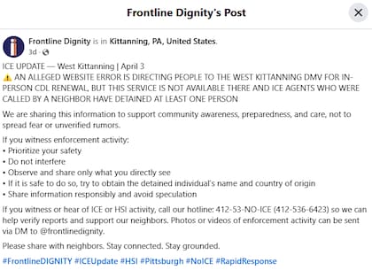 La organización Frontline Dignity realzó un posible error durante el llamado a la renovación de licencias en Pensilvania