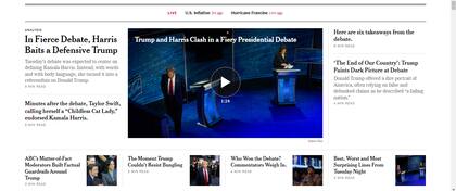 La página de inicio del New York Times tras el debate.