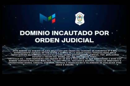 La página web incautada