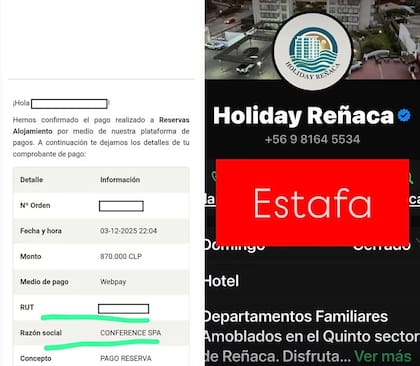 La página web falsa tenía links a conocidas aplicaciones de reservas.