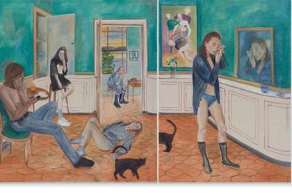 "Interior", óleo sobre tela, de Jill Mulleady