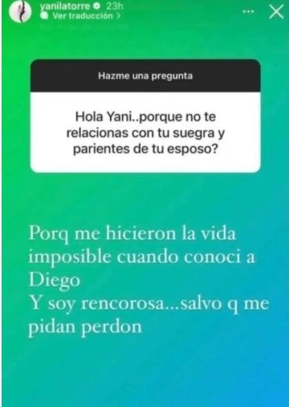 La panelista reveló la causa del distanciamiento con sus suegros. Fuente: Instagram