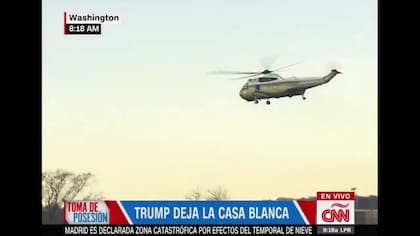 La pantalla de CNN cuando Trump dejó la Casa Blanca