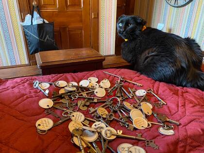 La pareja encontró una gran cantidad de llaves antiguas en la mansión