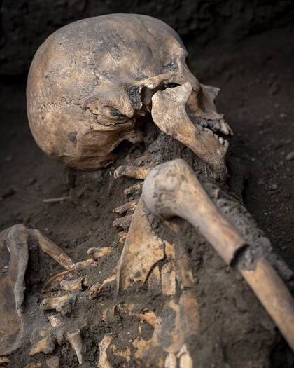 La pareja intentó refugiarse, pero los desechos piroclásticos terminaron con sus vida