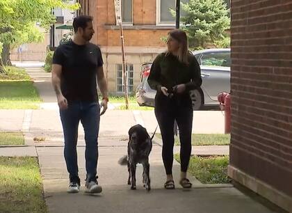 La pareja pudo rencontrarse con su perra luego de que le robaron el auto con ella adentro