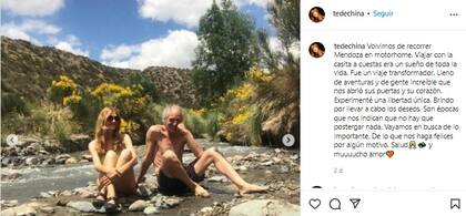 La pareja recorrió escenarios naturales con su motorhome. Fuente: Instagram