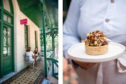La pastelería es el eje de la propusta de Selena Café, que convive con elementos recuperados de la arquitectura original, como pisos de mármol.