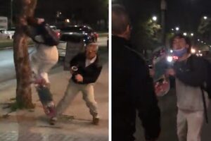 Un hombre y un adolescente se enfrentaron en una violenta pelea por una patineta