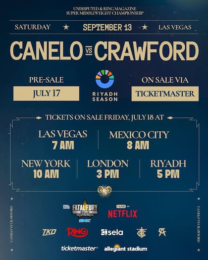 La pelea entre Canelo y Crawford se podrá ver en exclusiva en Netflix (Instagram/canelo)