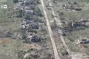 La pequeña ciudad de Robotyne, devastada por los combates. (Captura de TV)