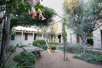 La pérgola que se comunica con la cocina permite disfrutar de comidas al aire libre donde las salvias y los erigerones parecen ser los dueños del espacio.