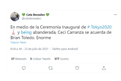 La periodista Cata Bonadeo destacó el gesto de Cecilia Carranza de recordar al atleta durante la ceremonia inaugural