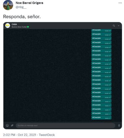 La periodista Noelia Barral Grigera no pudo conseguir la entrada para #CharlyBA a pesar de su esfuerzo
