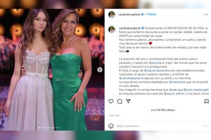 La periodista rememoró la importante noche (Foto Instagram @sandraborghiok)