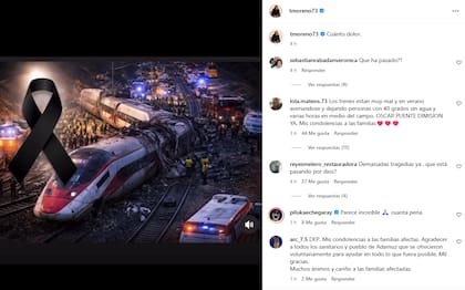 La periodista Toñi Moreno expresó en sus redes el dolor por el accidente de trenes que dejó más de 30 muertos y cientos de heridos