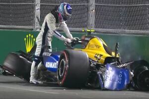 La perplejidad de Franco Colapinto luego del accidente, apoyado en su Williams