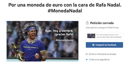La petición para que la moneda de un euro lleve la cara de Rafael Nadal