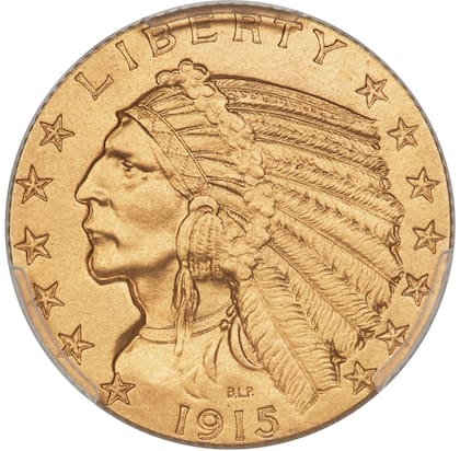 La pieza fue acuñada en 1915 por la Casa de la Moneda de Filadelfia