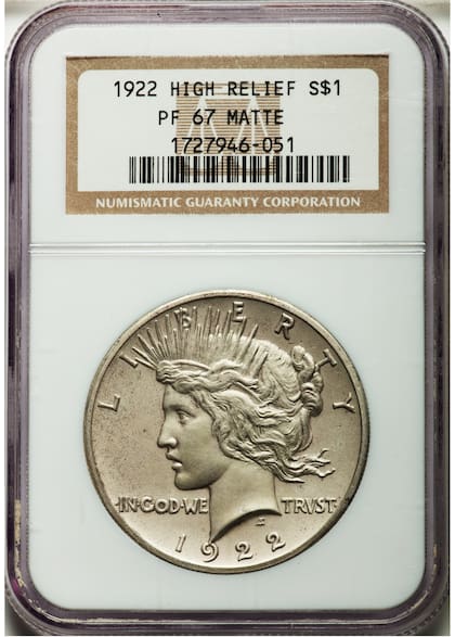 La pieza fue calificada como PR67MATTE debido a su excelente estado de conservación, sin marcas visibles de desgaste